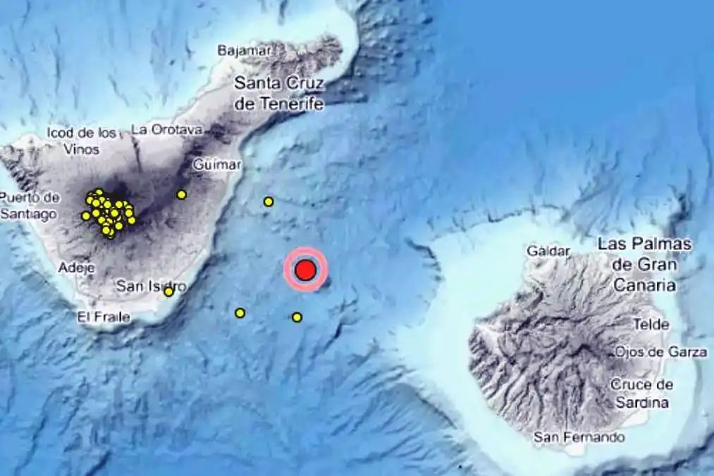 3.1 Magnitude earthquake felt between Tenerife and Gran Canaria