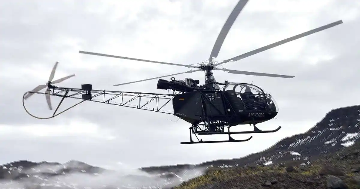 60 ára gömul þýsk herþyrla flytur smala í göngur