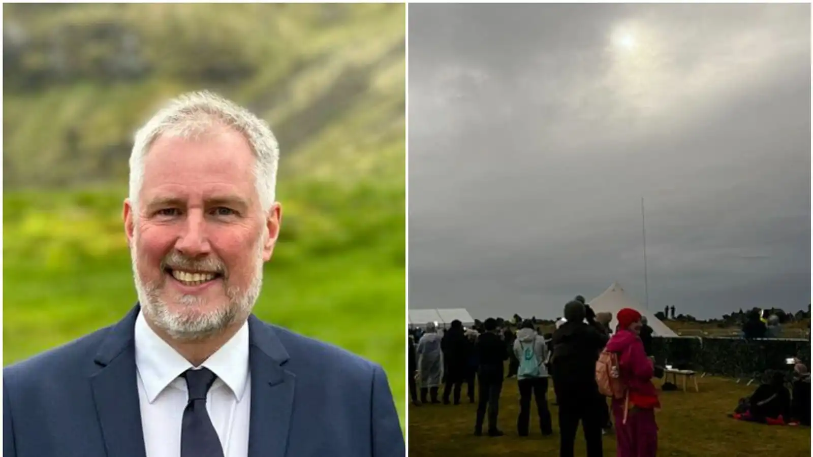 Allir í skýjunum með almyrkvann: Himnanir opnuðust á hár­réttum tíma - Vísir