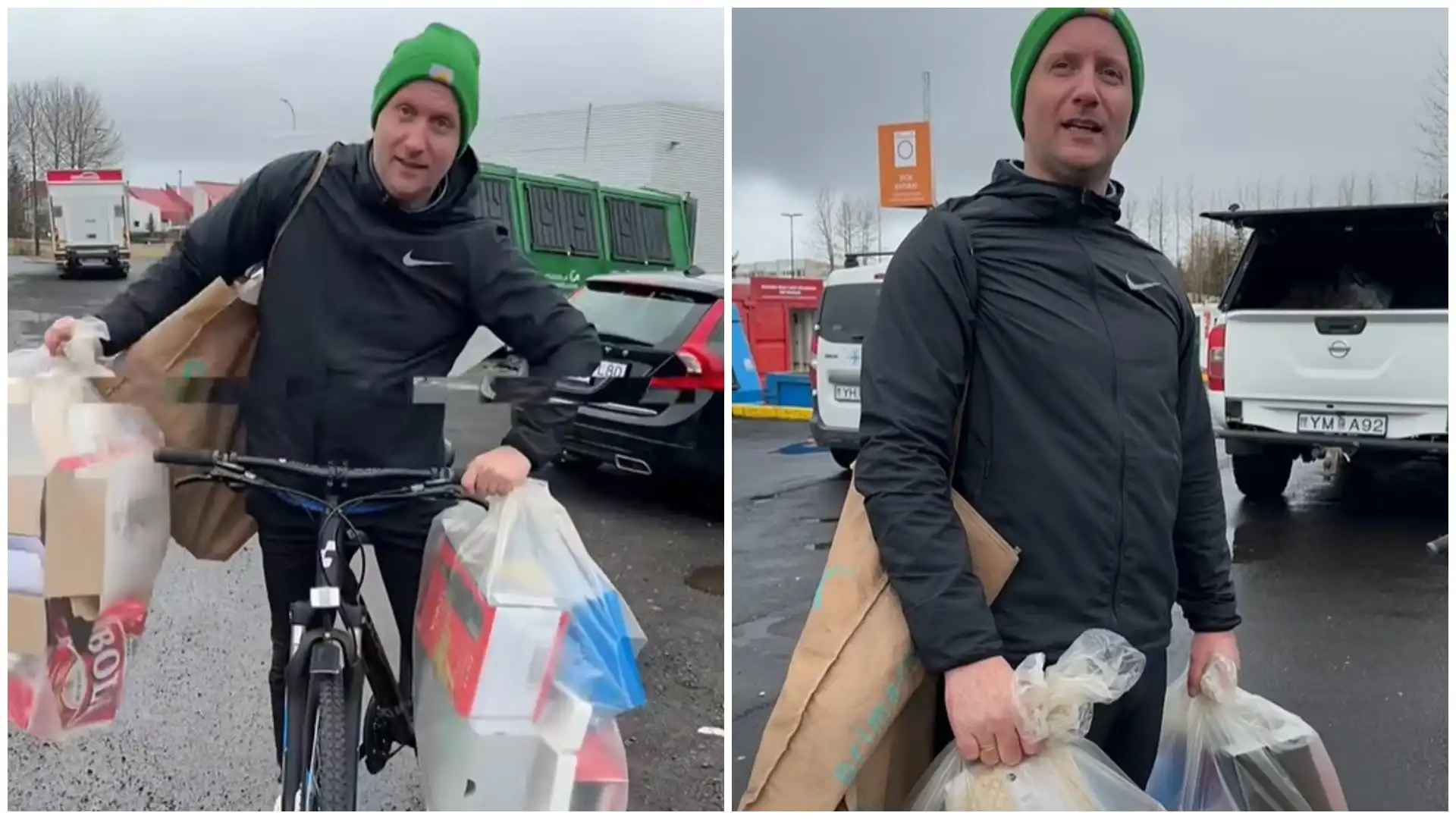 Bjarni reyndi að hjóla með ruslið í Sorpu - Fékk skell þegar hann kom á áfangastað - DV