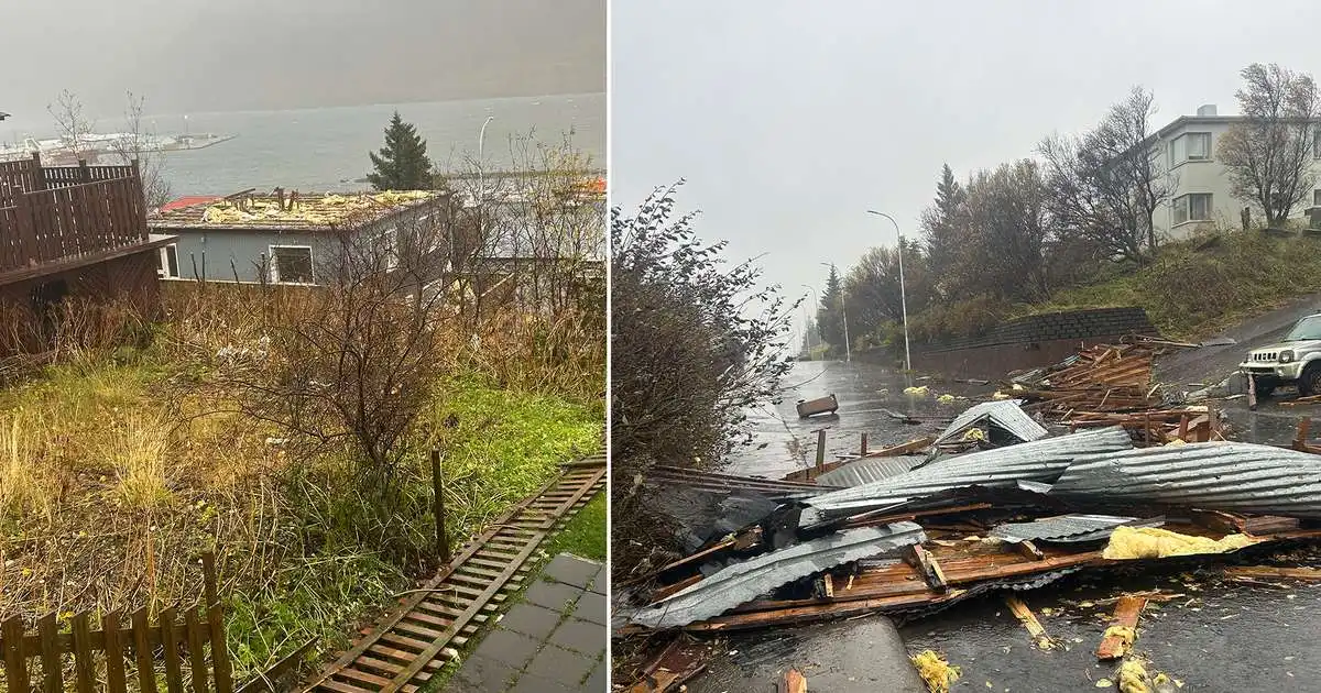 Fjúkandi þök á Siglufirði og Bolungarvík á varaafli