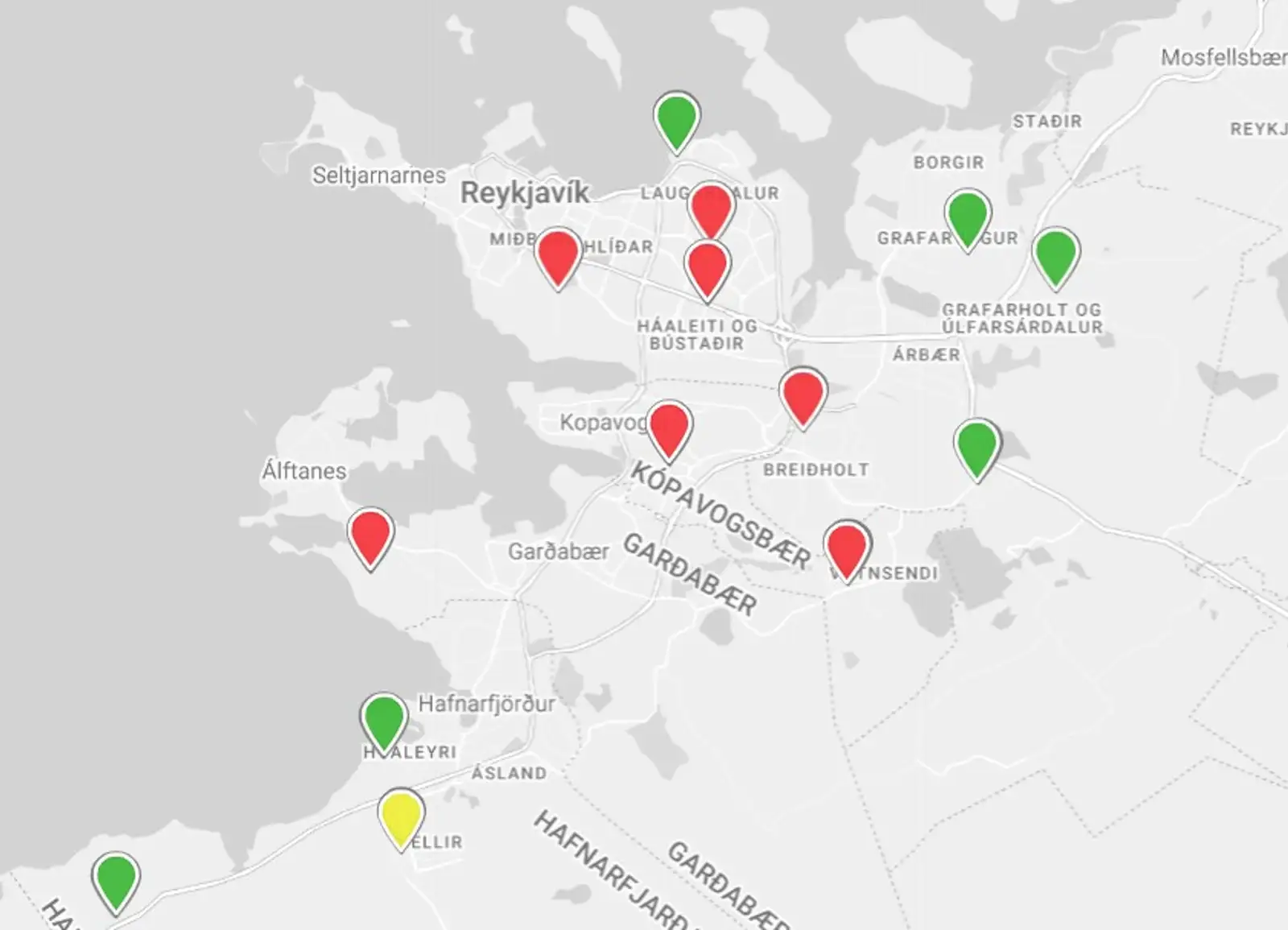 Flestir loftgæðamælar á rauðu vegna sandfoks