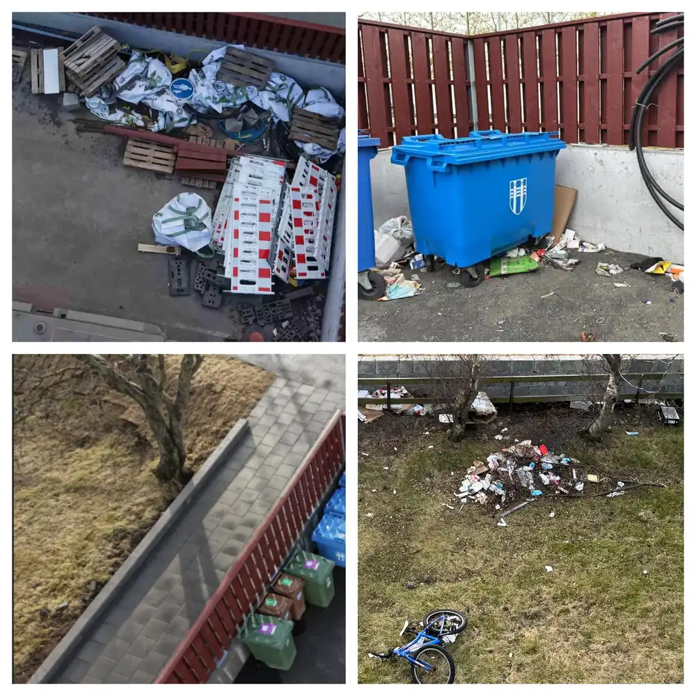 Framkvæmdir borgarinnar við göngustíg í Eskihlíð feykja rusli yfir nágranna: Heilbrigðiseftirlit segir íbúa bera ábyrgð - DV
