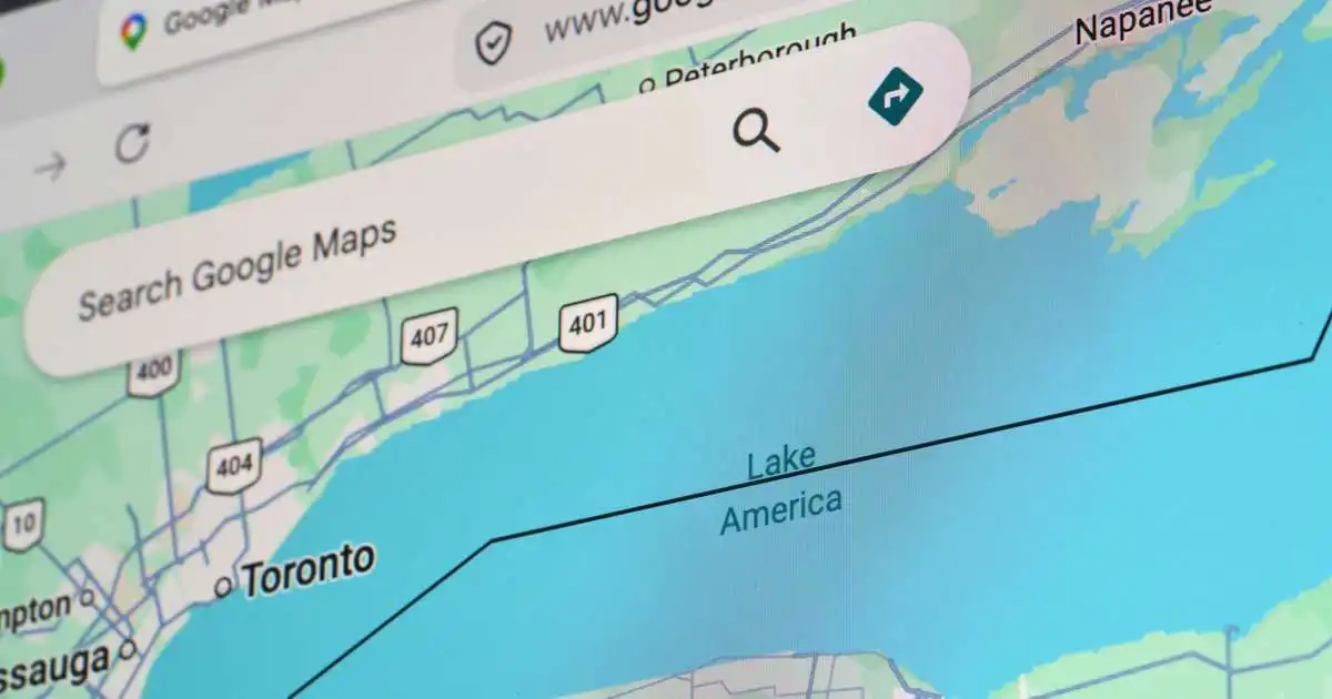 Google breytir Ontario-vatni í Ameríkuvatn
