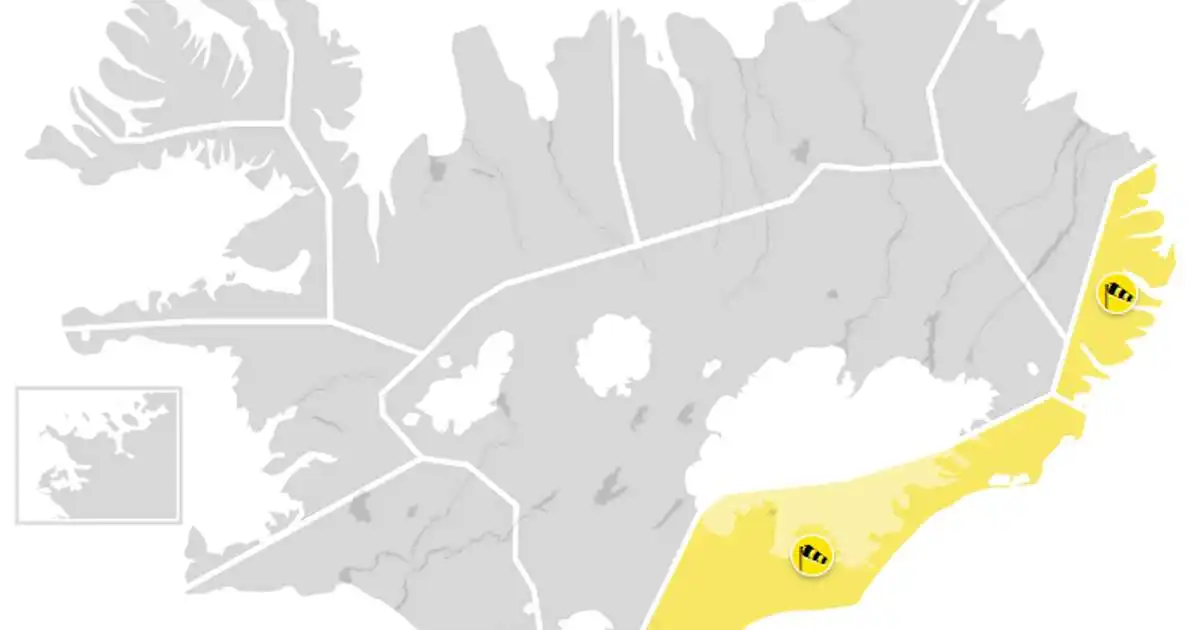 Gular viðvaranir á Suðausturlandi og Austfjörðum