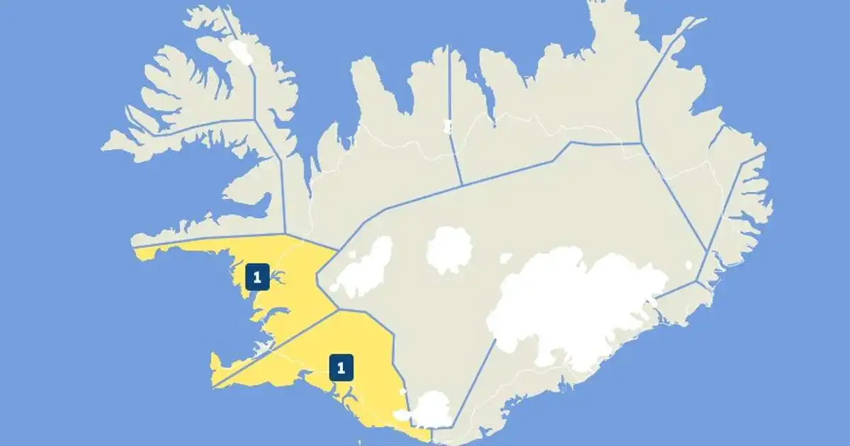 Gular viðvaranir í fyrramálið