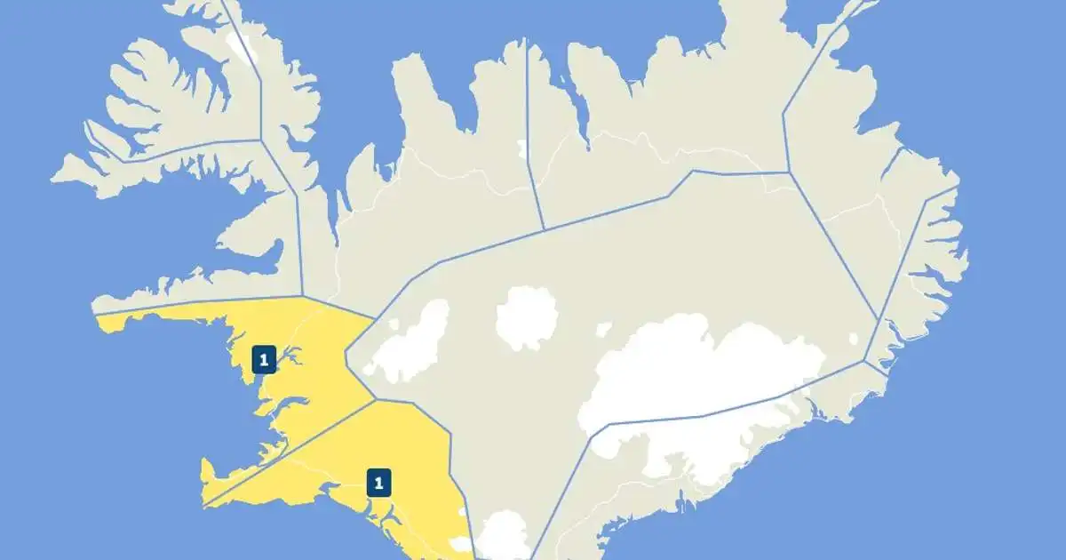 Gular viðvaranir suðvestan til
