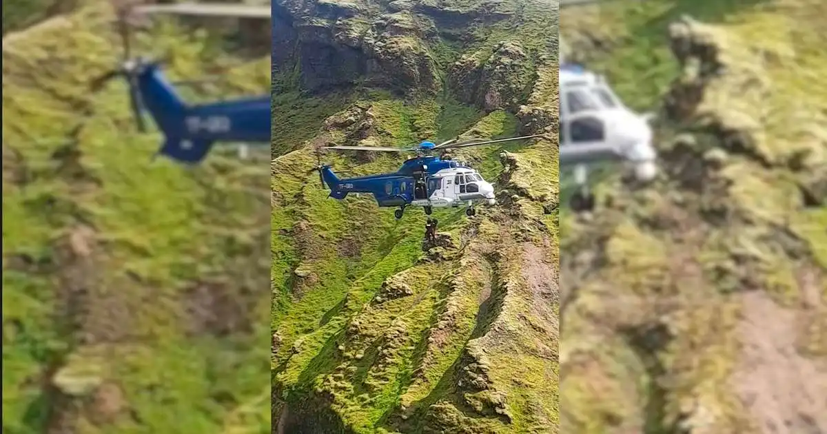 Hífðu mann upp úr djúpu gili við krefjandi aðstæður