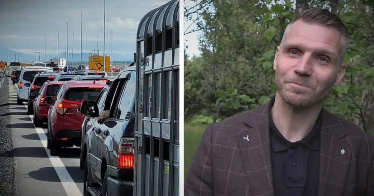 Hvetur ökumenn til að fara Þrengslin í stað þess að þurfa að bíða í langri röð við Ölfusárbrú