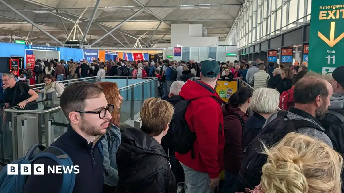 Long queues after power surge at Stansted Airport