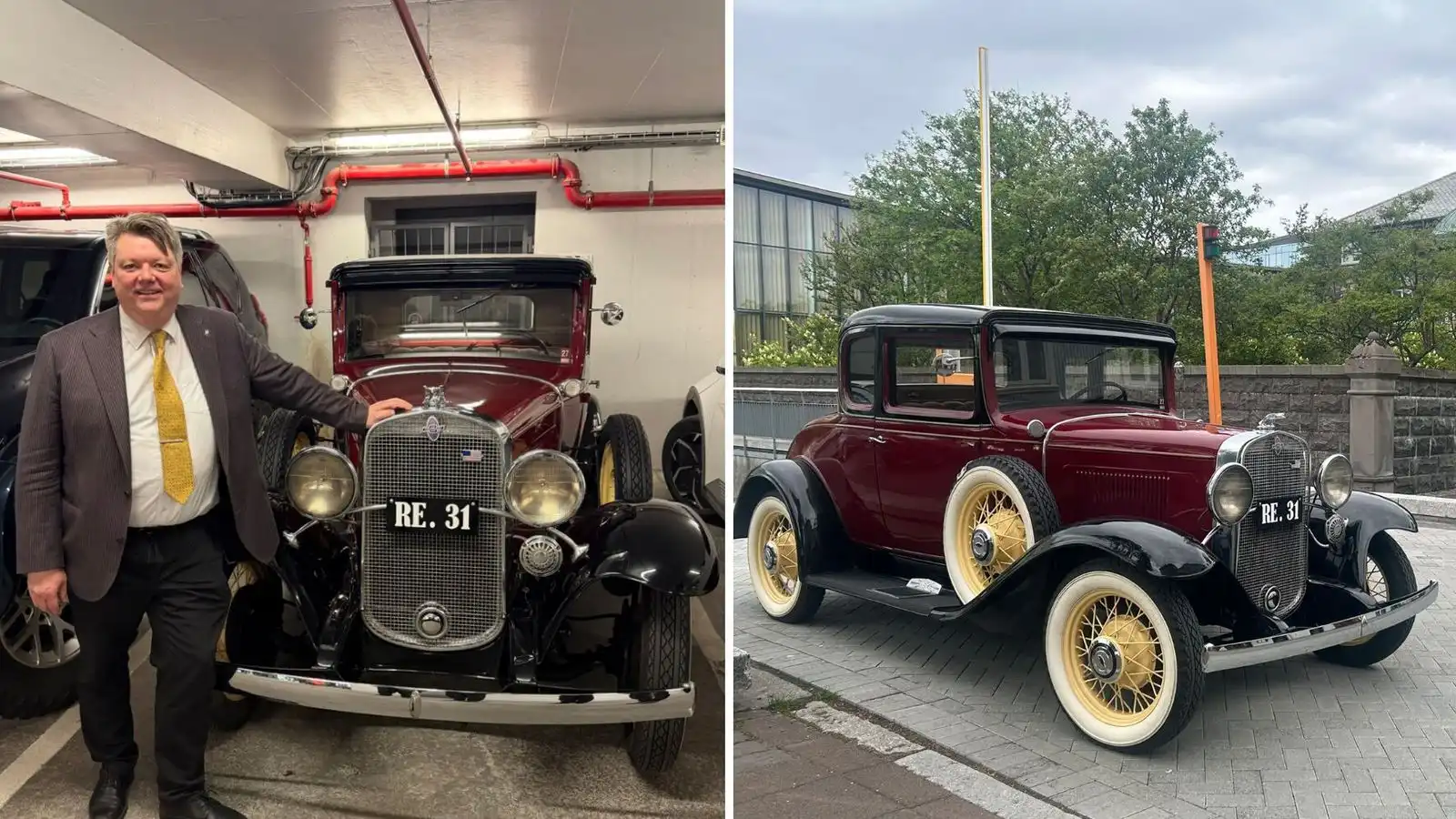 Mætti á 95 ára Chevrolet og tók sæti á þingi - Vísir