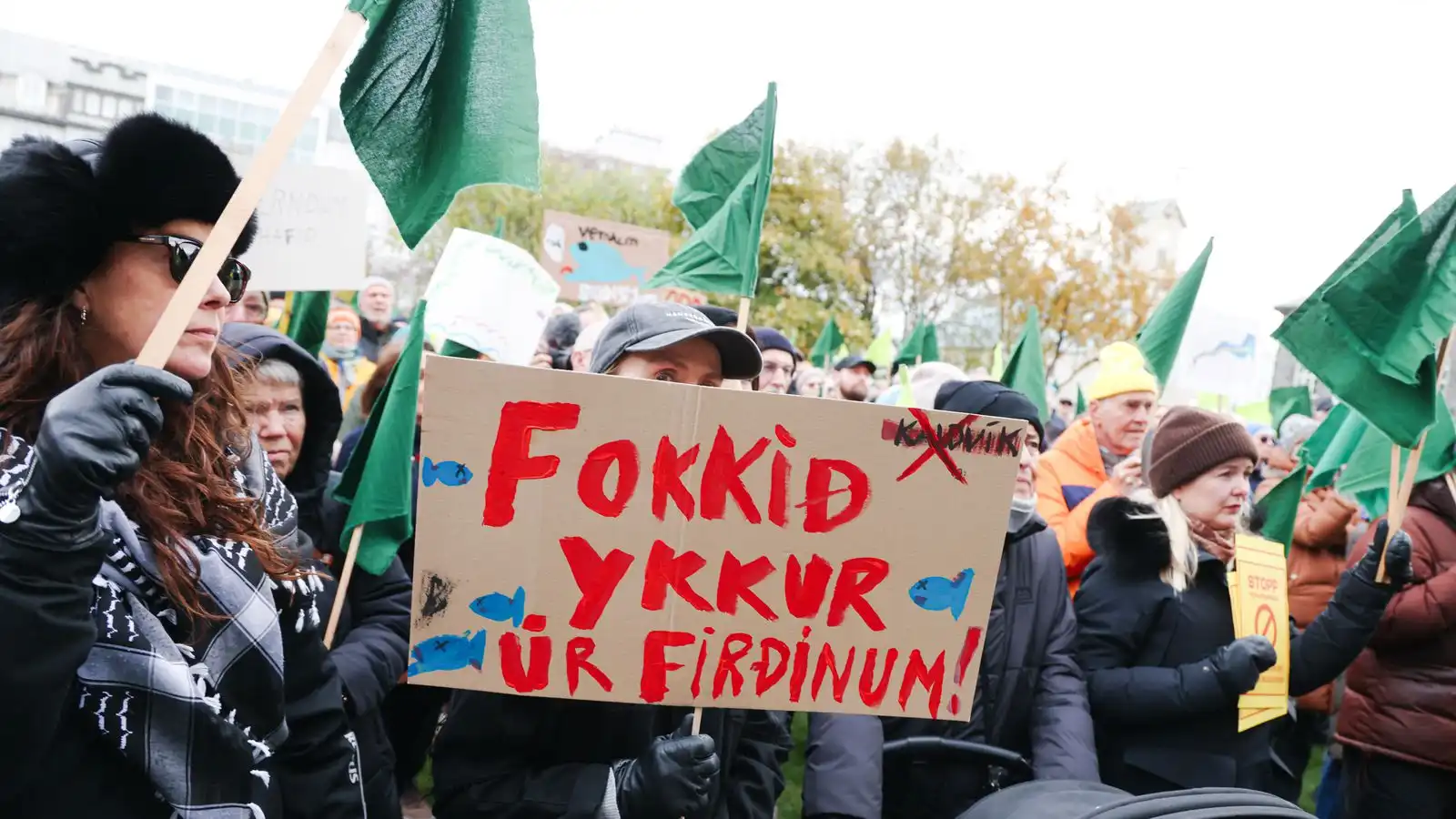 Myndir frá Austur­velli: „Fokkið ykkur úr firðinum“ - Vísir