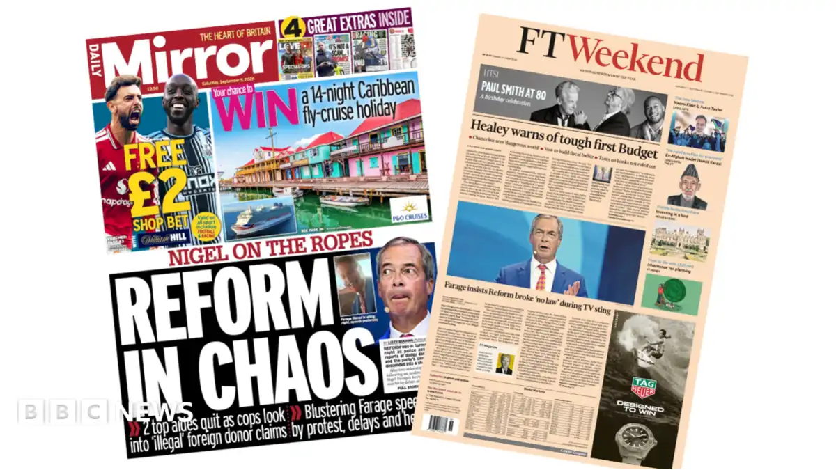 Newspaper headlines: 'Nigel on the ropes' and 'Tough first budget' says Healey