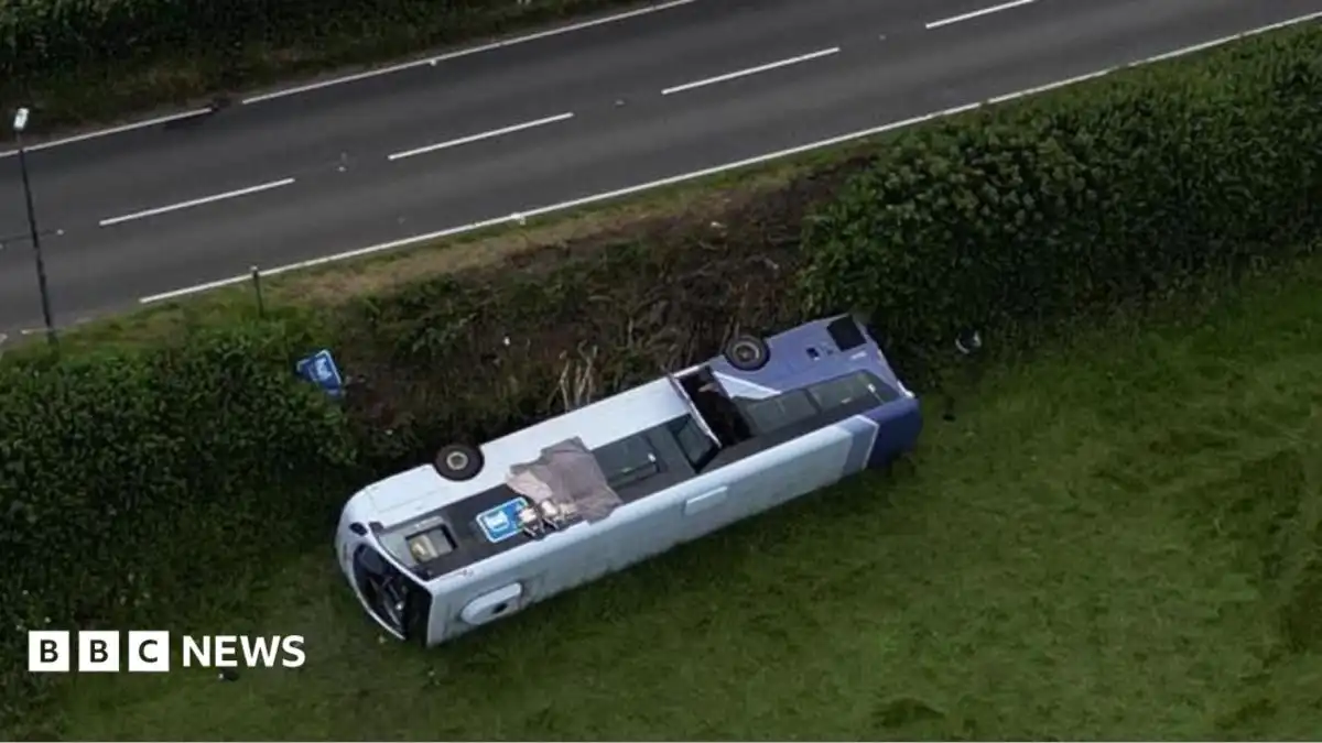 Nineteen people injured after bus crashes near A484 Kidwelly roundabout