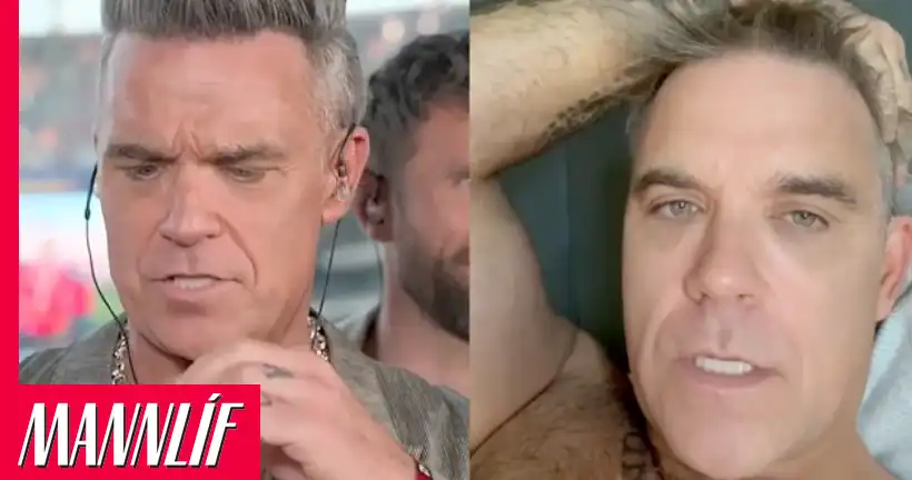 Robbie Williams útskýrir hvíta efnið í beinni