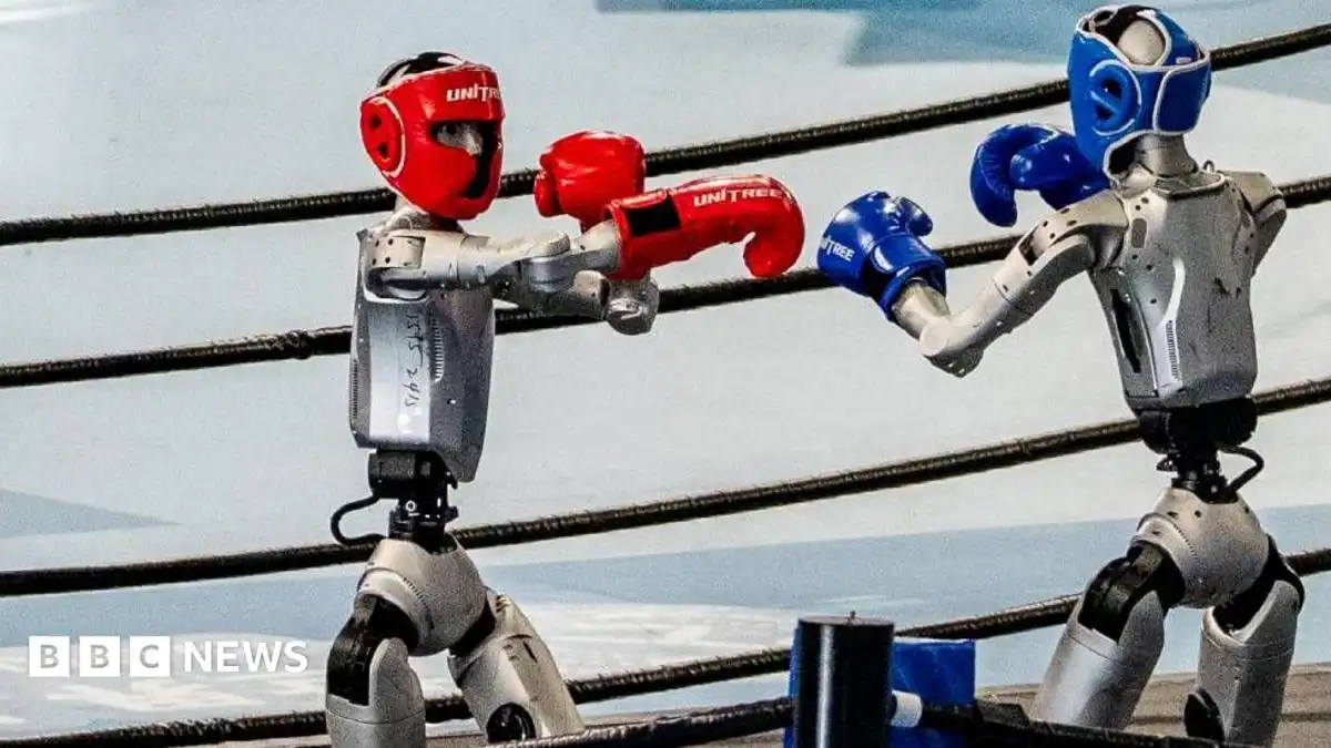 Robot boxing, football and sprinting at World Humanoid Games