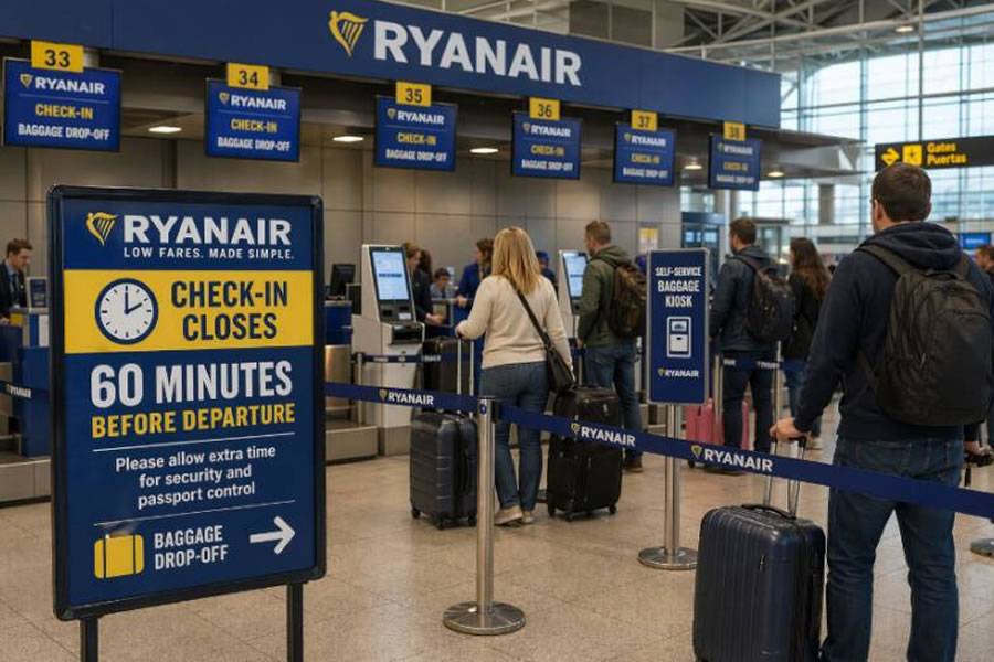 Ryanair bringing in earlier check-in times due to security and passport control delays
