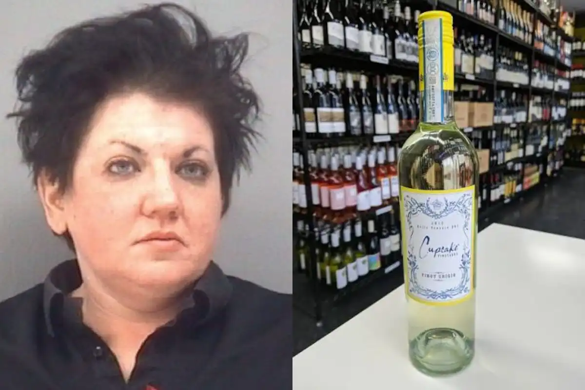Smyglaði heilli flösku af Pinot Grigio hvítvíni inn í fangelsi innan í sköpum sínum
