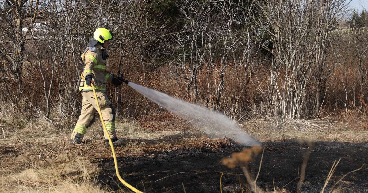 Starfsfólk N1 slökkti sinueld skammt frá bensínstöðinni