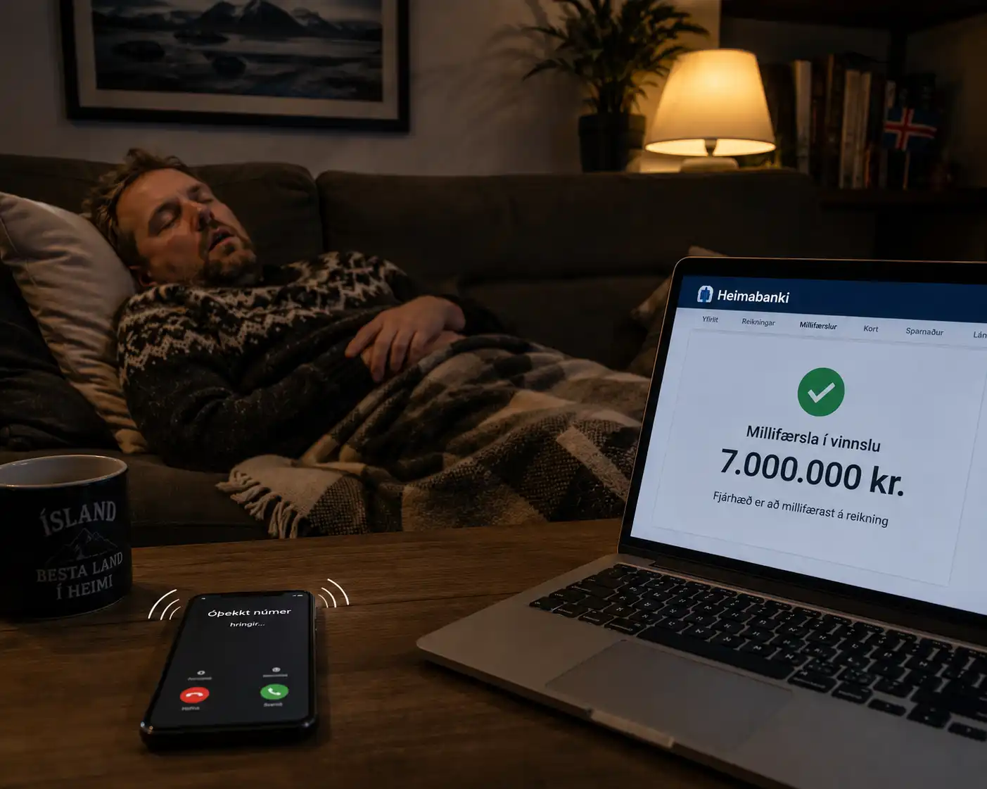 Svaraði ekki símanum og fær 7 milljónir inn á heimabankann