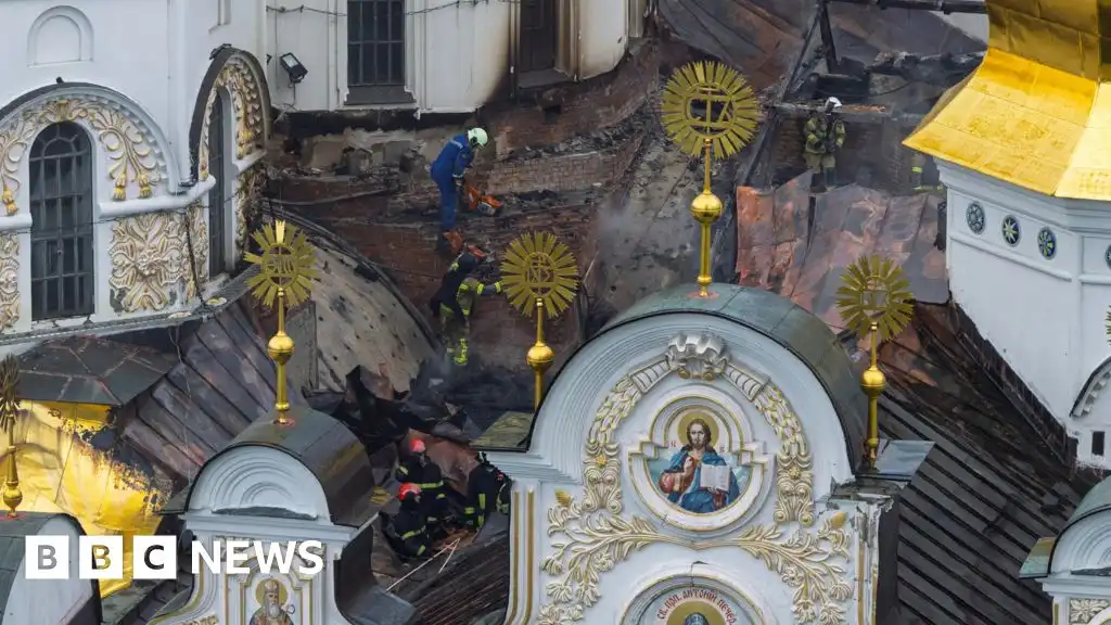 Ukraine war: Russian strikes kill nine and damage historic Kyiv cathedral