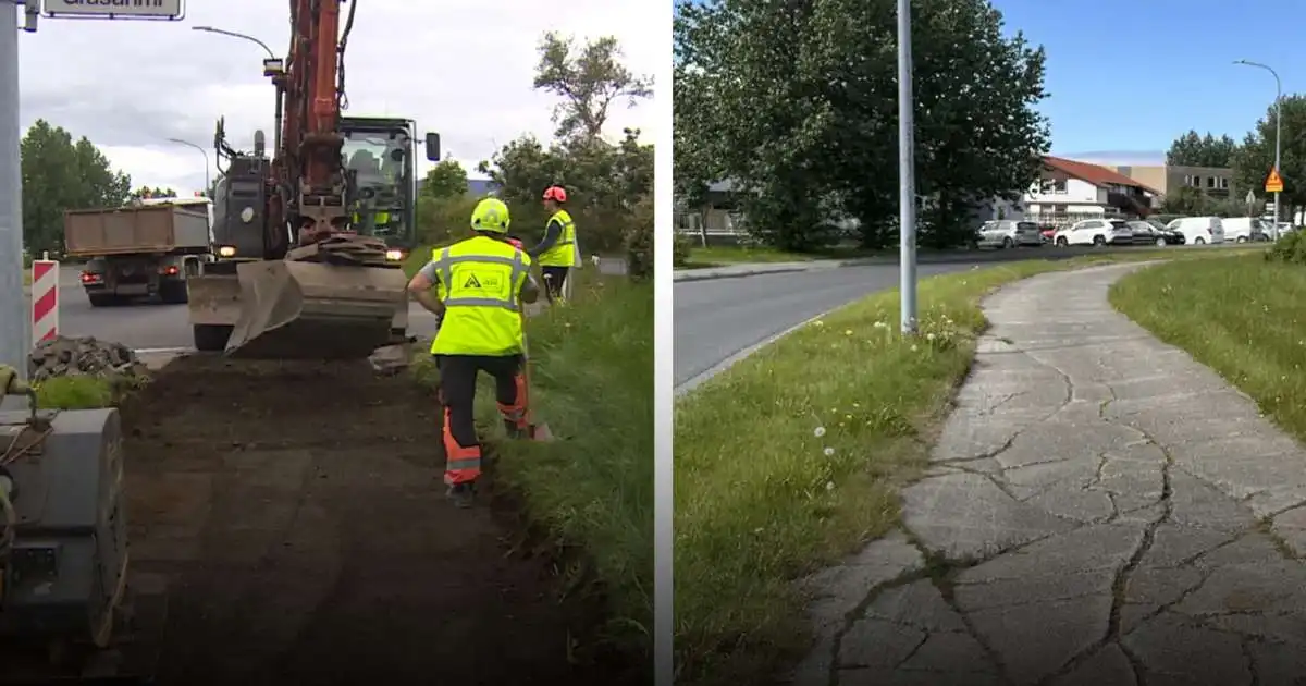 Viðgerð hafin á slysagildru í Grafarvoginum